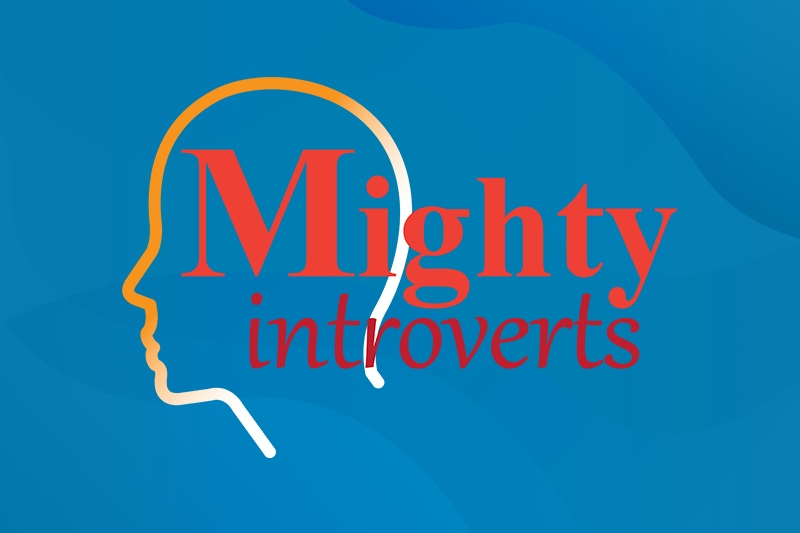 Mighty Introverts Logo On A Blue Background
