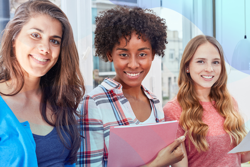 Group of intern women smiling at camera