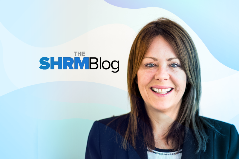 Picture of SHRM blog logo next to Lesley Taylor