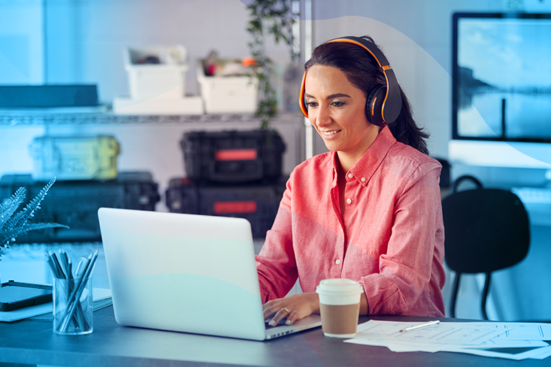 young woman joining training program remotely