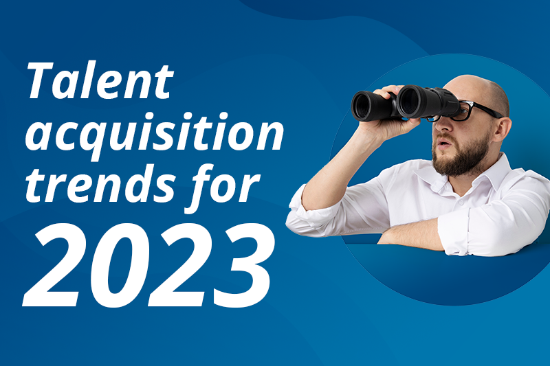 Person with binoculars with talent acquisition trends for 2023