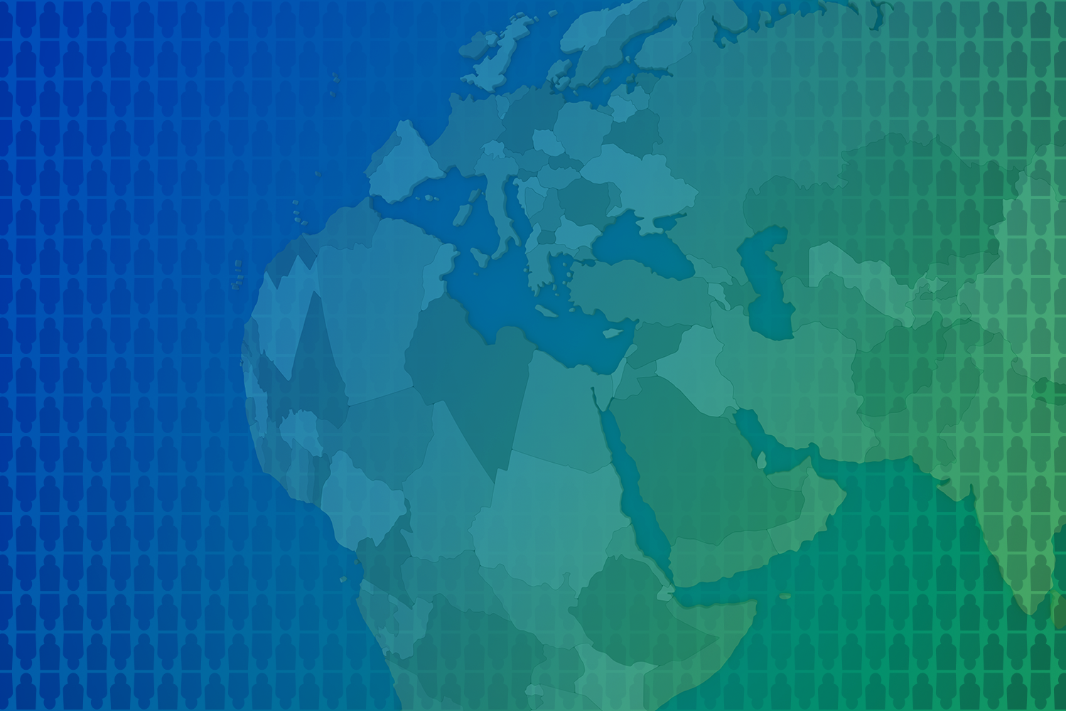 illustration of EMEA map overlaid on blueish-green gradient background