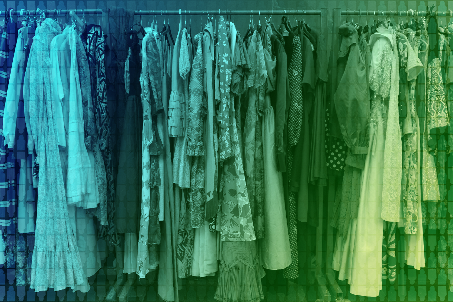 color-treated photo of women's clothing on rack