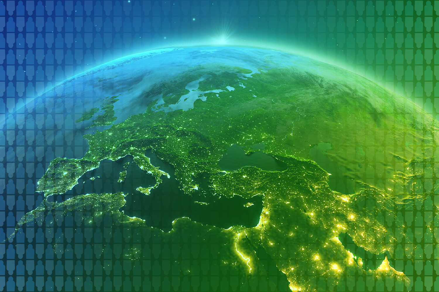 color-treated image of EMEA region of globe