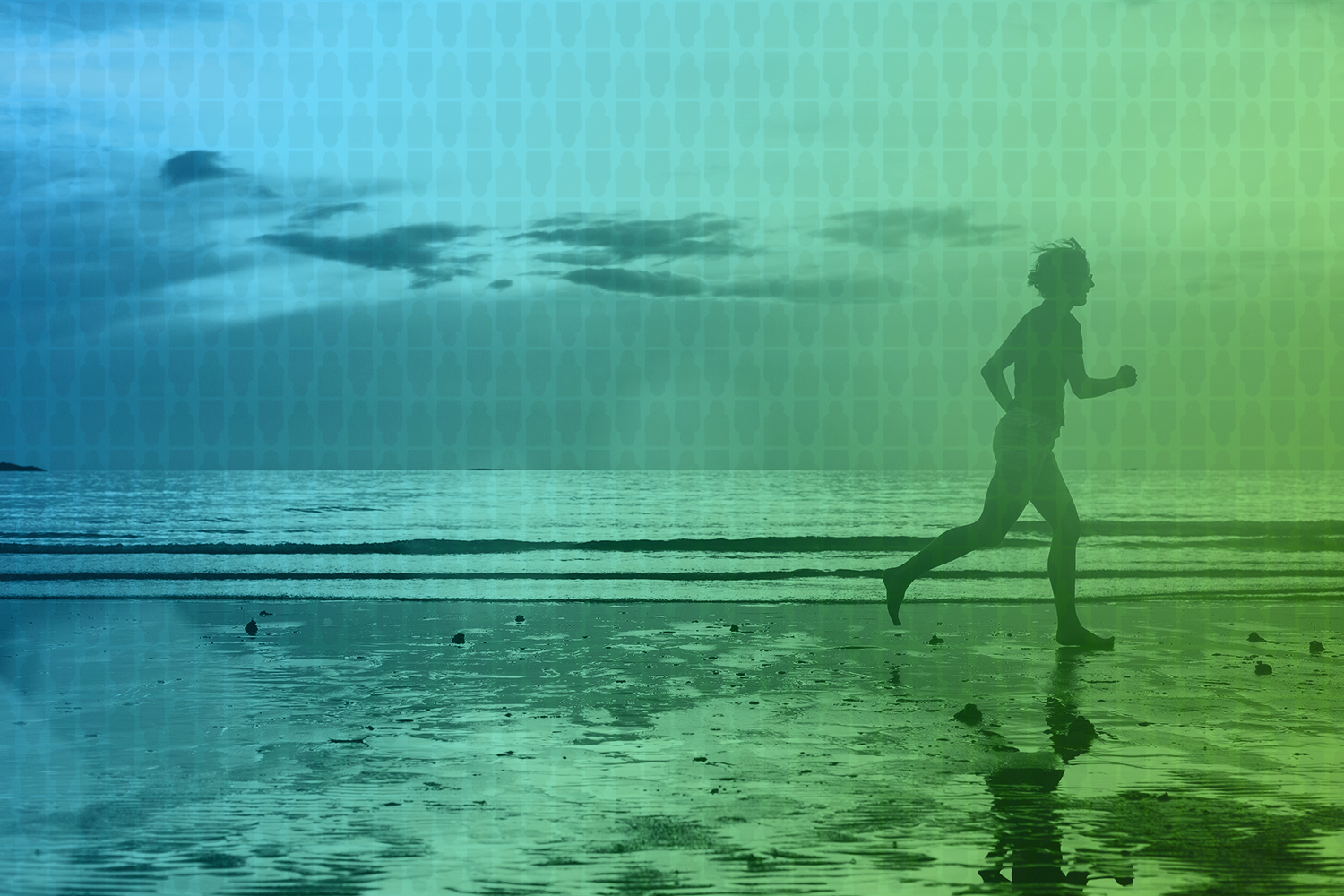 color-treated photo of a person running for exercise on the beach