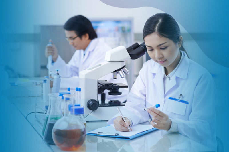 Laboratory Technician Signing Test-Tubes With Blood Samples