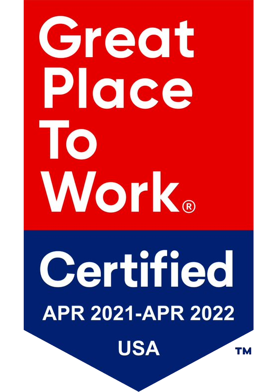 Great place to work certified April 2021 to April 2022 USA.